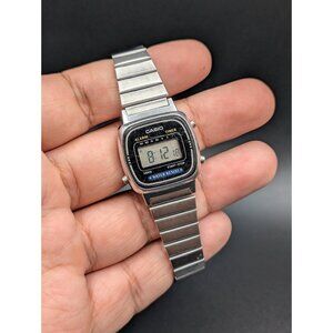 Vintage Casio LA670W Silver-Tone Digital Ladies Watch, Stainless Steel Band, Y2K